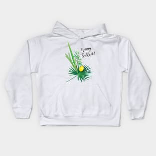 Happy Sukkot Decoration Lulav and Etrog, Palm lives, Watercolor, Art, Torah, Rosh Hashanah Kids Hoodie